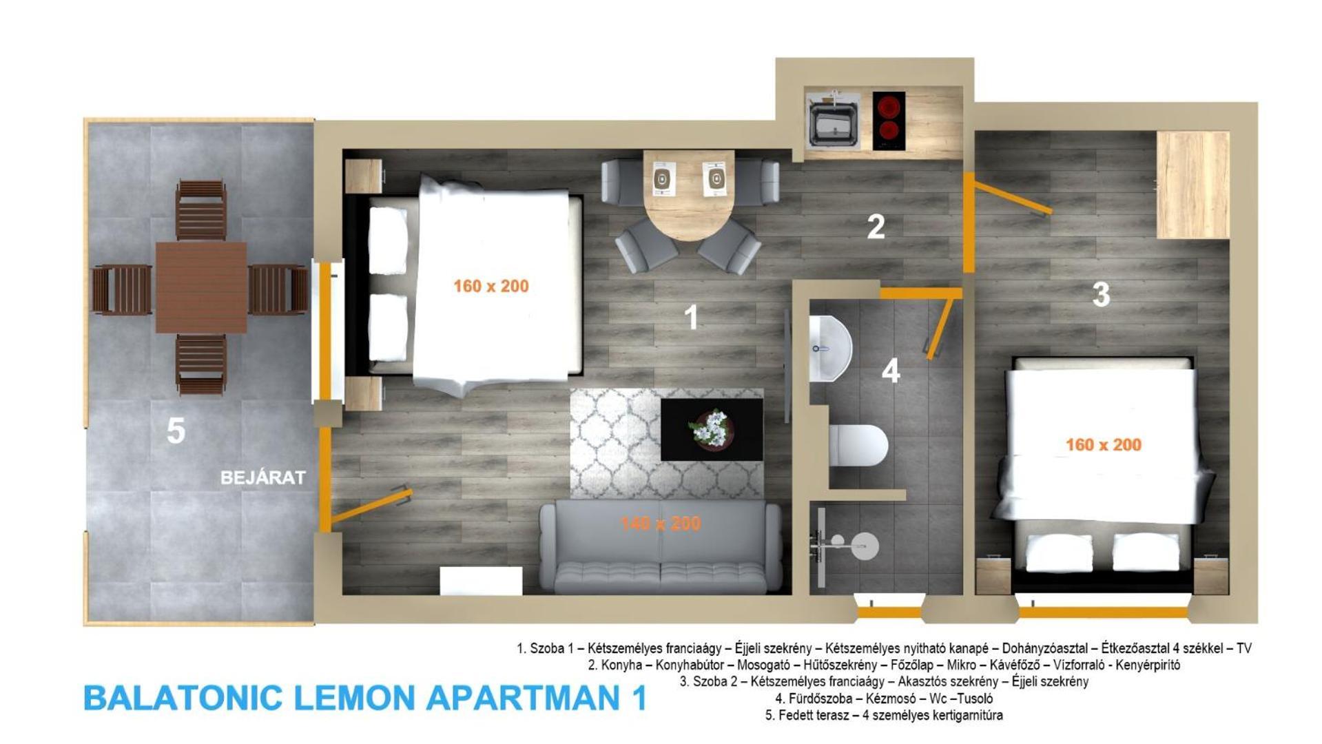 Balatonic Lemon Apartmanhaz Siofok Phòng bức ảnh
